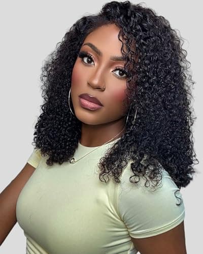 UNIKY Half Wig Human Hair 26 Inch Glueless Wigs Human Hair Half Wig Curly Human Hair Wigs For Black Women 210% Density Invisible Hairline 3 In 1 With Drawstring Seamless Clip Ins Flip Over Half Wigs - Image 1