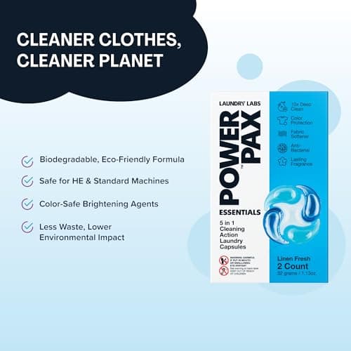 PowerPax 5-in-1 Commercial Laundry Detergent Capsules for Vending Machine, Linen Fresh, 100 Count in 2 Packs – Stain Remover, Color Booster, Fabric Softener for Coin Vend Laundromat Supplies - Thumbnail 6