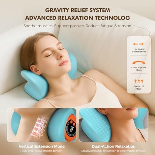Neck Massager 2026 Portable Neck Traction Device, Cervical with Heating & Vibration–Relieve Muscle Tension,4-in-1neck Customizable Massage Modes with Wireless Remote Control - Thumbnail 2