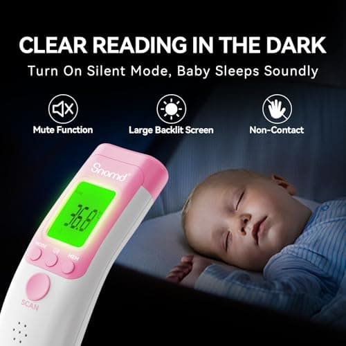 Snomd Digital Non-Contact Infrared Forehead Thermometer for Adults, Kids, and Baby, 3-in-1 Medical Grade Thermometer with Fever Indicator, Instant Reading, Backlit LCD Display - Thumbnail 4