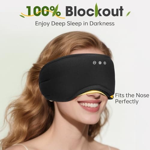 Sleep Headphones with Bluetooth 5.4 Sleep Mask, Bamboo Cotton Music Wireless Bluetooth Eye Mask for Sleeping, Earphones HD Speaker Microphone for Travel, Gifts for Men Women, Green - Thumbnail 4