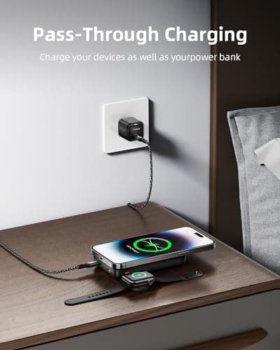 Innostyle Magnetic Power Bank, 10800mAh Wireless Portable Charger, Power Bank with Built in Cables, for iPhone 17/16/15/14/13/12 and Apple Watch Ultra/11/10/9/8/7/6/5, Black - Thumbnail 6