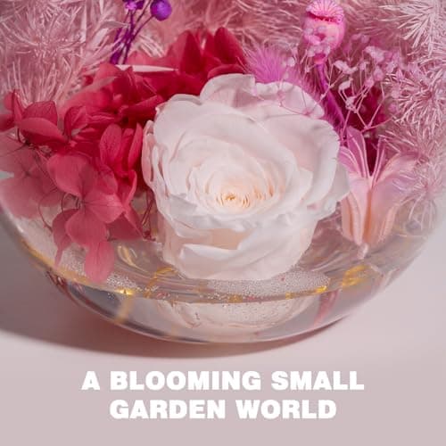 Aoshin Preserved Flowers Rose in Glass Dome with Candle, Eternal Flowers Gift Set for Women Wife Girlfriend Mom Grandma - Mother Day Christmas Anniversary Birthday Gift (White-Rose) - Thumbnail 3