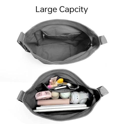 GEMIU Canvas Hobo Bags for Women and Men Big Crossbody Tote Bag with Muti-pockets and Zipper Travel Work - Thumbnail 6