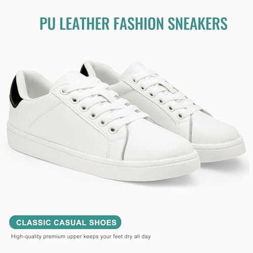 Vepose Women's White Walking Casual Sneakers, Dressy Arch Support Comfortable Low Top Tennis Lace up 8003 Shoes, Size 7M US, (CJY8003 White Black 07) - Thumbnail 3