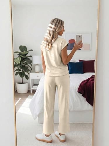 Casly Lamiit 2 Piece Sets for Women Beach Vacation Clothes Travel Cruise Outfits Casual Vacation Matching Fashion Clothing Set 2026 Beige XL - Thumbnail 5