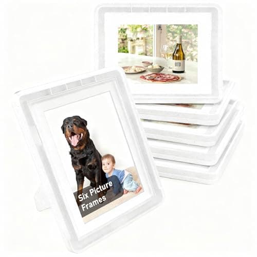 vilkok 5x7 Picture Frame,6 Pack, Fits 5x7 Photo or 4x6 with Mat, Acrylic Front & Durable ABS Frame, Shatterproof UV-Resistant Tabletop Display, Vertical/Horizontal Home Décor Frame, Double Colors - Image 1
