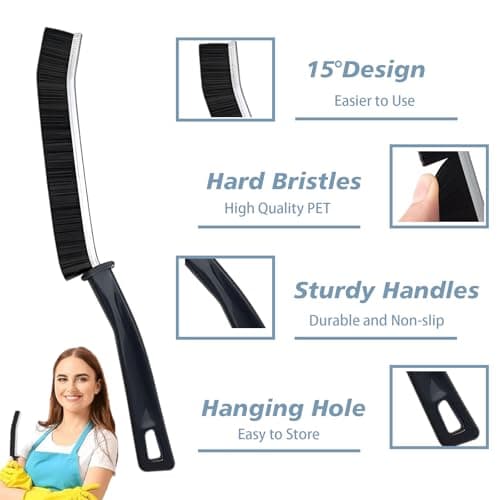 Crevice Cleaning Brush Magic Brush Tool, Bathroom Tile Groove Gap Radiator Window Sink Alloy Cleaning Scrubbing Brushes with Long Handle, Thin Cleaning Supplies for Home Kitchen Narrow Corners - Thumbnail 2