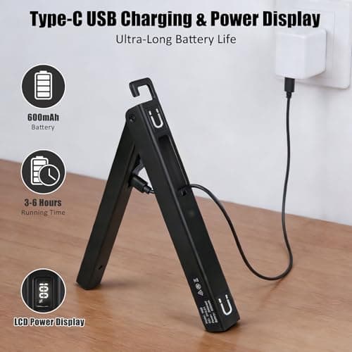 COB Work Pen Light LED Folding Work Flashlight with Magnet Portable Torch Rechargeable , Multi-Function Ruler Flashlight Rotate 180° Adjustment Work Light for Hiking Camping Emergency Outdoor (DT07) - Thumbnail 3