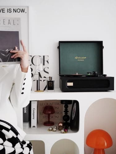 Arkrocket Coryphaeus Vinyl Record Player 3-Speed Bluetooth Input and Output Built-in Speakers with Magnetic Cartridge Auto Off (Black Green) - Thumbnail 6