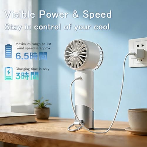 Aonesor High-Speed Handheld Fan with Ice Cooling, 11800RPM & 8.7m/s Powerful Turbo Fan, Metallic Texture 5 Speeds Personal Cooling Fan for Travel, LED Display Rechargeable Portable Fan, Silver - Thumbnail 4