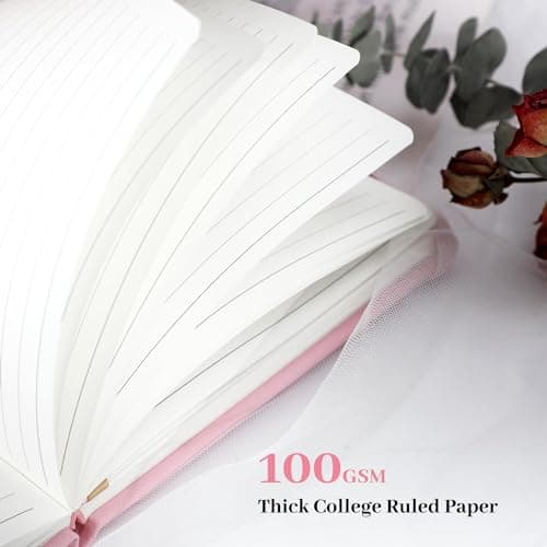 Lined Journal Notebook for Women Cute Leather Journals for Writing Aesthetic Floral Diary 192 Pages A5 Hardcover Journaling Notebooks with Pen Loop, 5.7 x 8.3 in, Pink - Thumbnail 6