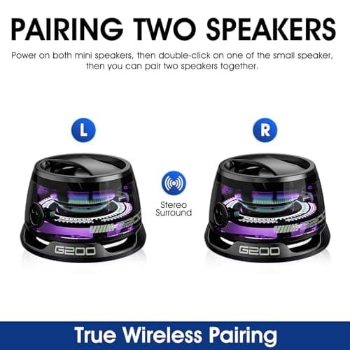 Xpoovv Magnetic Bluetooth Speaker with Multi-RGB Color Light and Phone Holder for Metal Surface Perfect Mini Speaker for Shower,Room,Bike,Car Outdoor Gifts for Teens (2 Pack Black) - Thumbnail 5
