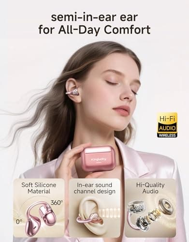 King Lucky Clip On Earbuds Wireless Bluetooth 6.0 Open Ear Earbuds&Headphones,50H Playtime,IPX5 Waterproof,ENC,Multipoint,Ideal for Running,Sport,Workout,Compatible with Glasses&Small Ears - Thumbnail 2