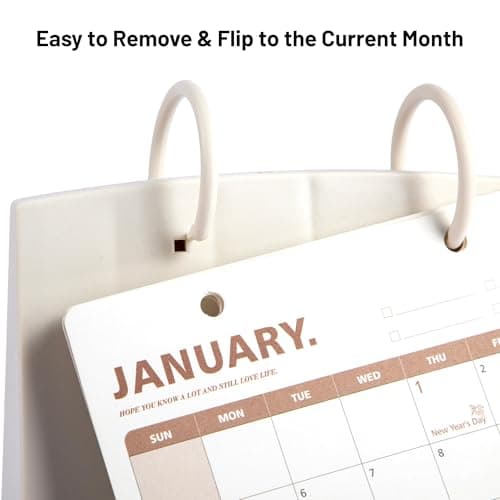 Bibiage Small Desk Calendar 2025-2026, Dec 2025 to Dec 2026, Monthly Decorative Flip Calendar for Desk with to Do List, Cute Desk Decor, Office Supplies, 7" x 6.5", White - Thumbnail 6