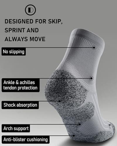 SITOISBE Quarter Compression Socks for Men Women, Cushioned Running Hiking Socks, Large, Black/Grey/Harbour/White (1 Pair of Each Color) - Thumbnail 3