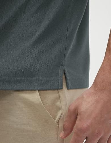 M MAELREG Mens Golf Shirt Pocket Stretch Cllared Moisture Wicking Lightweight Athletic Casual Golf Polos for Men Black - Thumbnail 6