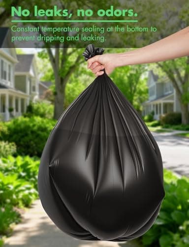 Aievrgad 13-Gallon Biodegradable Trash Bags: 50 Count Compostable Heavy Duty Kitchen Trash Can Liners, 1.26 Mil Thick Unscented Black Garbage Bags, Tear & Leak Proof for Food/Waste/Garden/Office, 50L - Thumbnail 5