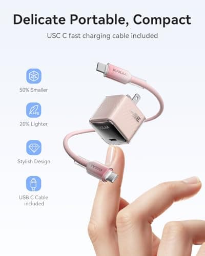 Kuulaa USB C Charger Block 35W iPhone Charger Fast Charging GaN PPS Compact Wall Chargers Block, USB-C Power Adapter for iPhone 16/15/14/13, Galaxy S25/S24/S23 (Pink) - Thumbnail 6