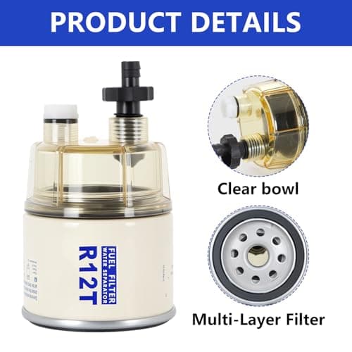 AUIVERED R12T Fuel Filter Water Separator with Collection Bowl- Replaces# S3240 R12T 120AT 18-7987 NPT ZG1/4-19 Automotive Parts with Fitting - Thumbnail 3