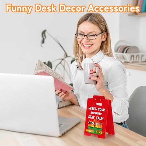 AGIFTMIND Funny Dumpster Signs for Desk Decor Accessories, Office Desk Sign Christmas Gifts for Coworkers Employee Boss White Elephant Gifts Exchange (Red, 1P) - Thumbnail 3