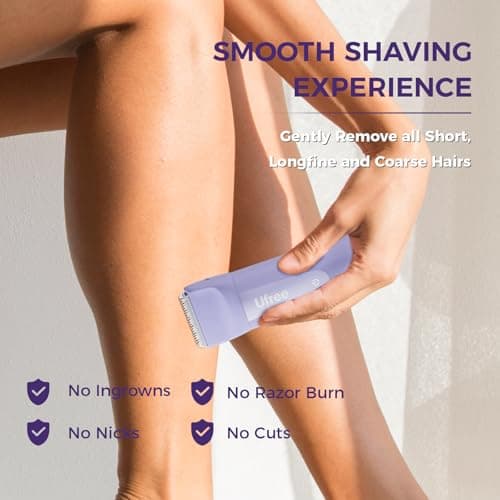 Ufree 3-in-1 Women's Electric Razor with Ceramic Blades, IPX7 Waterproof Bikini Trimmer for Women, Pubic Hair Trimmer, Cordless Rechargeable Shaver for Legs, Armpit, Valentine's Gifts for Women - Thumbnail 3