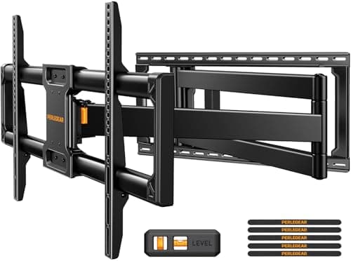 Perlegear Long Arm Full Motion TV Wall Mount for 42–97 Inch TVs up to 150 lbs, Pre-Assembled TV Mount with Full Swivel, Tilt and Extension, Fits 8″/12″/16″/24″ Wood Studs, Max VESA 800x400mm, PGXLF02 - Image 1