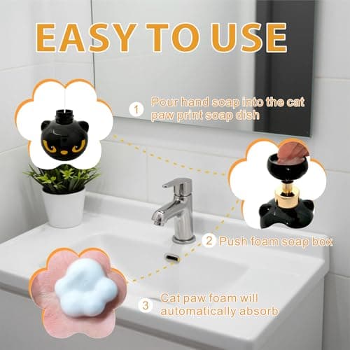 Cat Paw Foam Soap Dispenser - Refillable Foaming Hand Soap Pump Bottle Creates Adorable Paw-Shaped Foam, BPA-Free, Eco Friendly for Bathroom, Kitchen, Salon & Home Use - Thumbnail 5