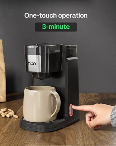 HBN Single Serve Coffee Maker for K-Cup & Ground Coffee, Fast Brew One Cup Coffee & Tea Machine with 10oz Stainless Steel Tank, Compact Design Capsule Coffee Machine, Black - Thumbnail 4