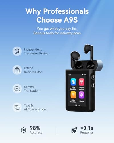 Wooask A9S AI Translator Earbuds with Screen, Offline Language Translator with Camera Translation, ChatGPT-Powered, No Phone Required, for Global Business Travel & Digital Nomads (Black) - Thumbnail 4