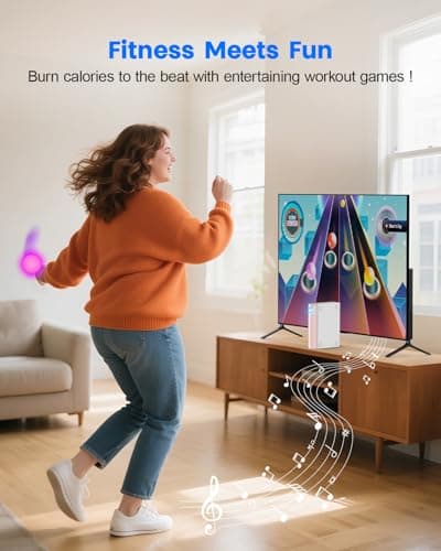 MetFut AR Motion Gaming Console for Kids & Family - Plug & Play Video Game System for Indoor Physical Exercise & Interactive Family Fun, Great for Game Night, Playtime, and Playdates—White&Pink - Thumbnail 5