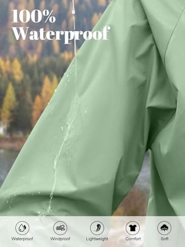 PITINAN Women Rain Jacket For Travel Clothes Lightweight Waterproof Windbreaker Jacket For Women Outdoor Raincoat With Pockets Green S - Thumbnail 4