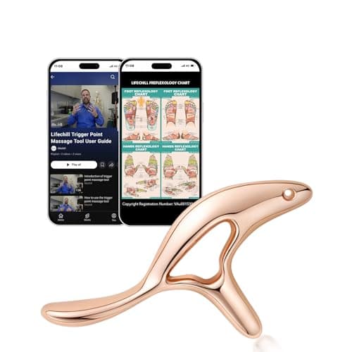 lifechill Trigger Point Massage Tool for Gua Sha, Lymphatic Drainage Massager, Deep Tissue Thumb Saver Acupressure Tool for Full Body Pain Relief, Gold