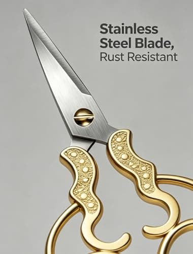 2 PCS Fabric Scissors with 2 Covers- 5-Inch Retro Stainless Steel Precision Scissors, Corrosion & Rust Resistant, Sharp Cutting, Lightweight–Suitable for Embroidery Thread, Paper, Yarn - Thumbnail 5