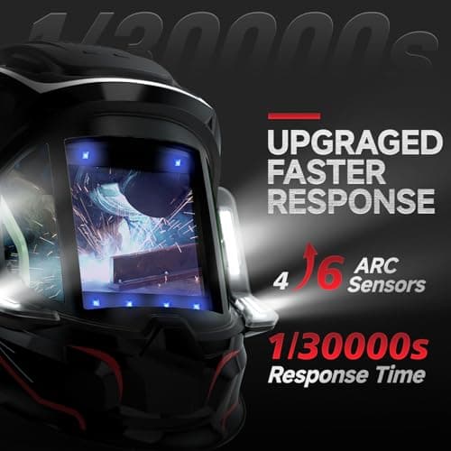 ANDELI Welding Helmet with 4 LED Light, 180° Panoramic 6 Arc Sensor True Color Auto Darkening Welding Hood with Internal Display, 2400mAh Rechargeable Battery for TIG/MIG/Cut/Grind MONERRC LED PRO - Thumbnail 6