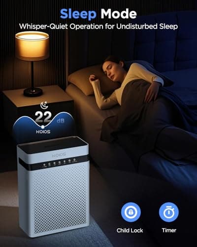 KOIOS Air Purifiers for Home Large Room up to 2400sq.ft, Air Purifier for Home Pets with Washable HEPA Filter, Air Quality Sensor & Aromatherapy, Air Cleaner for Bedroom, Dorm, Office K03 - Thumbnail 5
