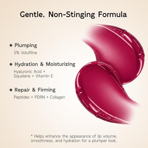 YouthVibe 5% Volufiline Lip Serum & Gloss, Hydrating Lip Care with Shea Butter, Collagen, Peptide & PDRN - Fuller-Looking Lips Over Time, No Burning or Tingling, Non-Sticky Essence - Berry Blush - Thumbnail 2