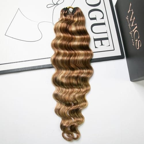 Loose Deep Wave Crochet Hair Human Hair Blend #27/30/613 Feather Crochet Human Hair for Miracle Knots 18" 100 Strands - Image 1