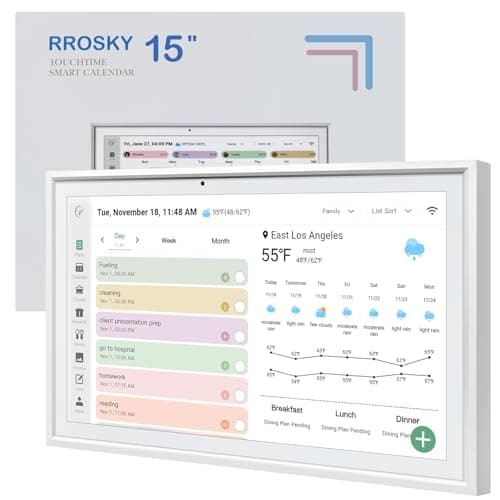 RROSKY WiFi Digital Calendar Smart Family Planner,Chore Charts, Achievement Rewards, AI Meal Planning, Smart Touchscreen Interactive Display for Schedules and Cloud Photo Desk Bases, 15.6'' White - Image 1