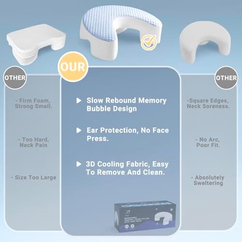 Baigee Side Sleeper Pillow for Adults with Arm Hole – Pillow for Side Sleepers to Improve Breathing, Relieve Neck, Shoulder and Knee Pain, Reduce Facial Compression (Blue,17"x21") - Thumbnail 5