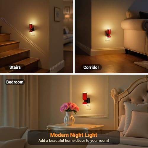 JandCase Night Light, Night Lights Plug Into Wall, 3000K Warm White, 0-100LM Adjustable Brightness, Dusk to Dawn Sensor, Plug in Night Light for Bedroom, Stairway, Bathroom, Hallway - Thumbnail 6