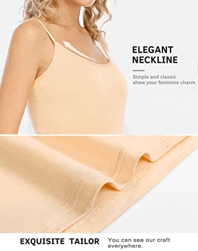 QiuDumo Lace Top Sweat Shirt Tunic Tops Bodysuits Linen Shirt Jacket with Cami Top High Neck T Shirt with Camisole 2-Piece Set Apricot L - Thumbnail 4