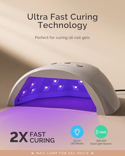 MelodySusie Compact Advanced UV LED Nail Lamp, P-Plus30F Nail Dryer with 3 Timers & Smart Sensor Cures All Gels, Especially Rhinestone Glue, Solid & Liner Gel Polishes for Advanced DIY at Home-White - Thumbnail 3