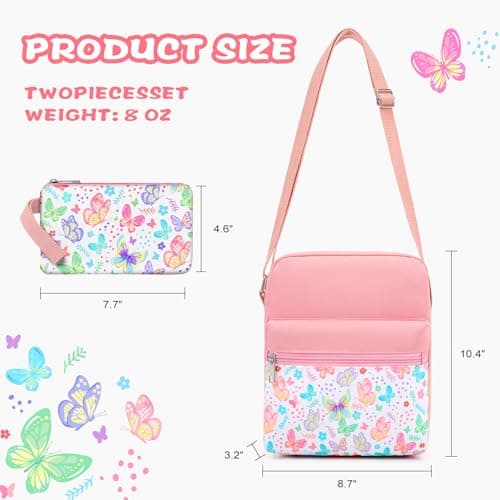 WOOMADA 2pcs Canvas Bag Crossbody Purses Cross Body Bag Messenger Bag CrossBody Purse Set(Petal Wings) - Thumbnail 3