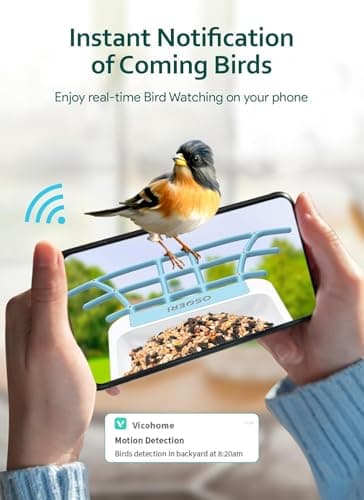 Osoeri Bird Feeder with Camera - Solar Smart Bird Feeder with AI Identify, 1080P HD Auto Capture Birds Video, Real-Time Alerts, Gifts for Family and Friends, 2.4GHz WiFi - Thumbnail 2