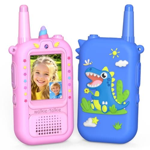 Video Walkie Talkies for Kids: 2 Pack Rechargeable Walkie Talkies Birthday Gifts for 3 4 5-7 Year Old Boys Girls Toys for Indoor Outdoor Camping 4 5 6 7 8-10 Year Old Boy Girl Gift Toy Age 3-5