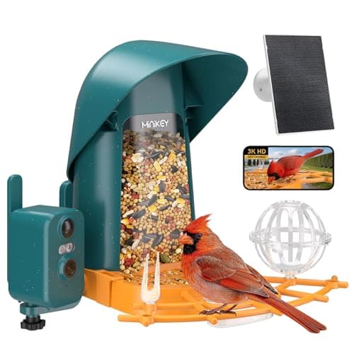 Minikey Smart Bird Feeder with Camera Outdoor Birdhouse, 4MP Ultra HD & AI Identify 11000+ Species, 2L Large Capacity, Solar Powered with App Arrived Alerts, Ideal Bird House Gifts for Mom Dad - Image 1
