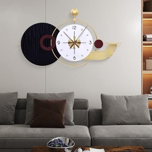 Anmotpe 37.8×21 Inch Light Luxury Retro Wall Clock - Battery Operated Modern Wall Clock with Large Geometric Design for Living Room, Bedroom, Home Decor - Image 1
