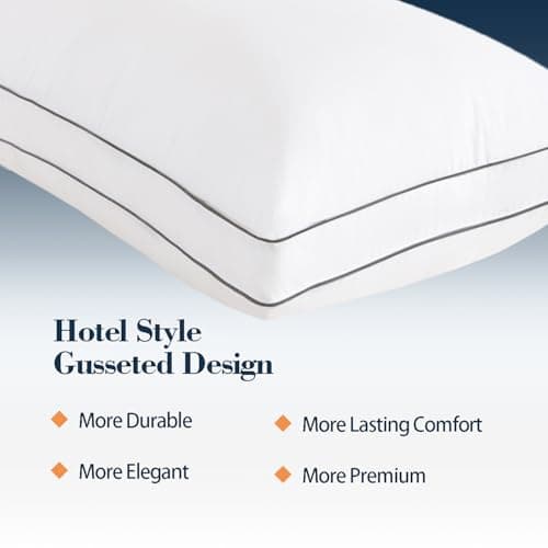 SHOUREN Goose Down Pillows Standard/Queen Size Set of 2, Fluffy Soft Bed Pillows for Sleeping, Down-Filled Pillow Insert with Gusseted Design, Perfect for Back, Side or Stomach Sleepers, 18 * 24" - Thumbnail 4
