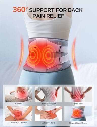ALLJOY 67" Cordless Heating Pad for Back Pain Relief FSA Eligible HSA, Mothers Day Gifts for Women Mom Men Dad, Portable Lower Back Massager with 3 Heat 5 Vibration, Wireless Heating Pad for Cramps - Thumbnail 3